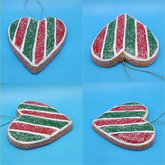 Gingerbread Man Christmas Tree & Heart Frosted Faux Cookie Ornaments Fake Bake - Picture 8 of 9
